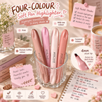 4 Pcs Morandi Pastel Highlighter Set | Soft Chisel Tip Quick-Dry No-Bleed Mildliner Markers for Journaling, Notes, School, Office & Planner