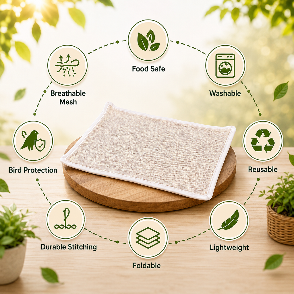 Papad Drying Cloth with Net Zip Cover, 56 x 48 Inch Reusable Food Drying Cloth for Papad, Millets, Fryums, Grains & Dry Fruits