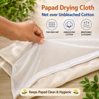 Papad Drying Cloth with Net Zip Cover, 56 x 48 Inch Reusable Food Drying Cloth for Papad, Millets, Fryums, Grains & Dry Fruits
