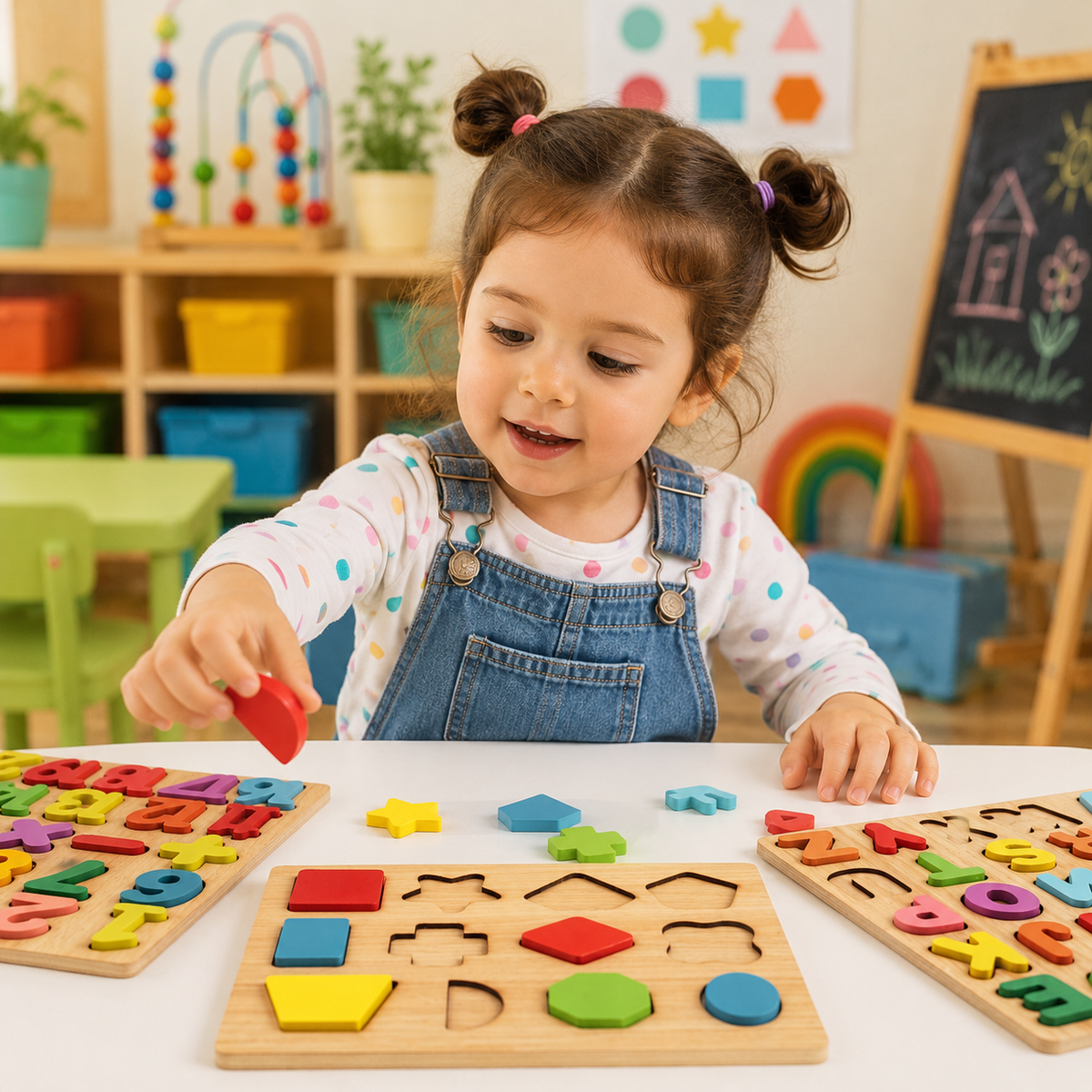Wooden ABCD Learning Educational Board for Kids | Alphabet, Numbers & Shapes Puzzle Set for Toddlers & Preschoolers