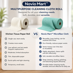 Microfiber Cleaning Cloth Roll 20 Pcs | Reusable, Washable, Lint-Free & Ultra Absorbent Kitchen Cleaning Towels – Sea Green, 25 × 25 cm
