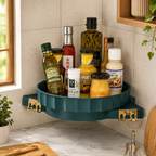 360 Degree Rotating Bathroom & Kitchen Corner Shelf | Plastic Multipurpose Wall Mount Storage Rack
