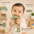 Elephant Wrist-Fit Sensory Teething Toy for Babies 3–12 Months | Food-Grade Silicone No-Drop BPA-Free Baby Teether
