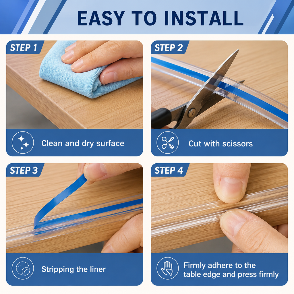 5 Meter Silicone Edge Protector Strip with 4 Corner Guards | Baby Safety Edge & Corner Protector for Table, Bed & Furniture