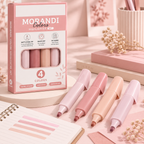 4 Pcs Morandi Pastel Highlighter Set | Soft Chisel Tip Quick-Dry No-Bleed Mildliner Markers for Journaling, Notes, School, Office & Planner