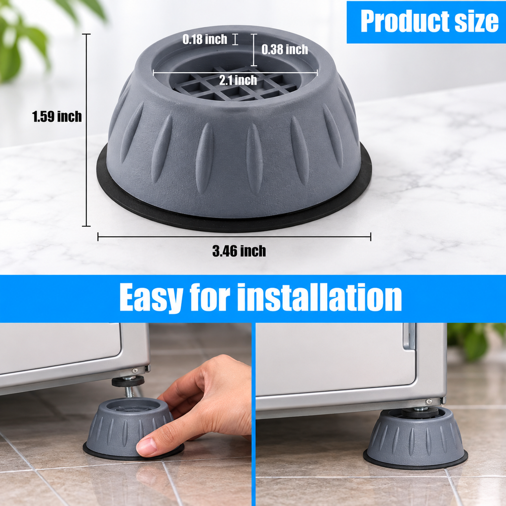 Anti Vibration Pads for Washing Machine with Suction Cups | Anti-Skid, Anti-Walk Noise Reduction Pads for Washing Machine, Fridge & Dryer – 4 Pack