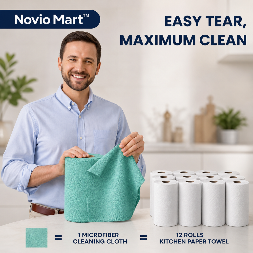 Microfiber Cleaning Cloth Roll 20 Pcs | Reusable, Washable, Lint-Free & Ultra Absorbent Kitchen Cleaning Towels – Sea Green, 25 × 25 cm