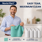 Microfiber Cleaning Cloth Roll 20 Pcs | Reusable, Washable, Lint-Free & Ultra Absorbent Kitchen Cleaning Towels – Sea Green, 25 × 25 cm