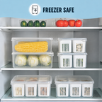 Fridge Storage Box with Lid & 4 Compartments | Refrigerator Organizer Basket for Fruits, Vegetables, Onion, Garlic & Herbs