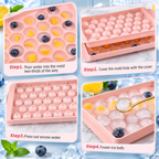 33 Cavity Round Ice Cube Trays with Lids – Pack of 2 | Ice Moulds for Freezer, Drinks, Cocktails & Cold Beverages