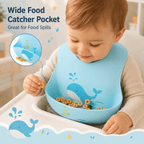 Silicone Bib for Baby Food Feeding | BPA Free Adjustable Waterproof Bib with Built-in Food Pocket for Babies 6 to 36 Months