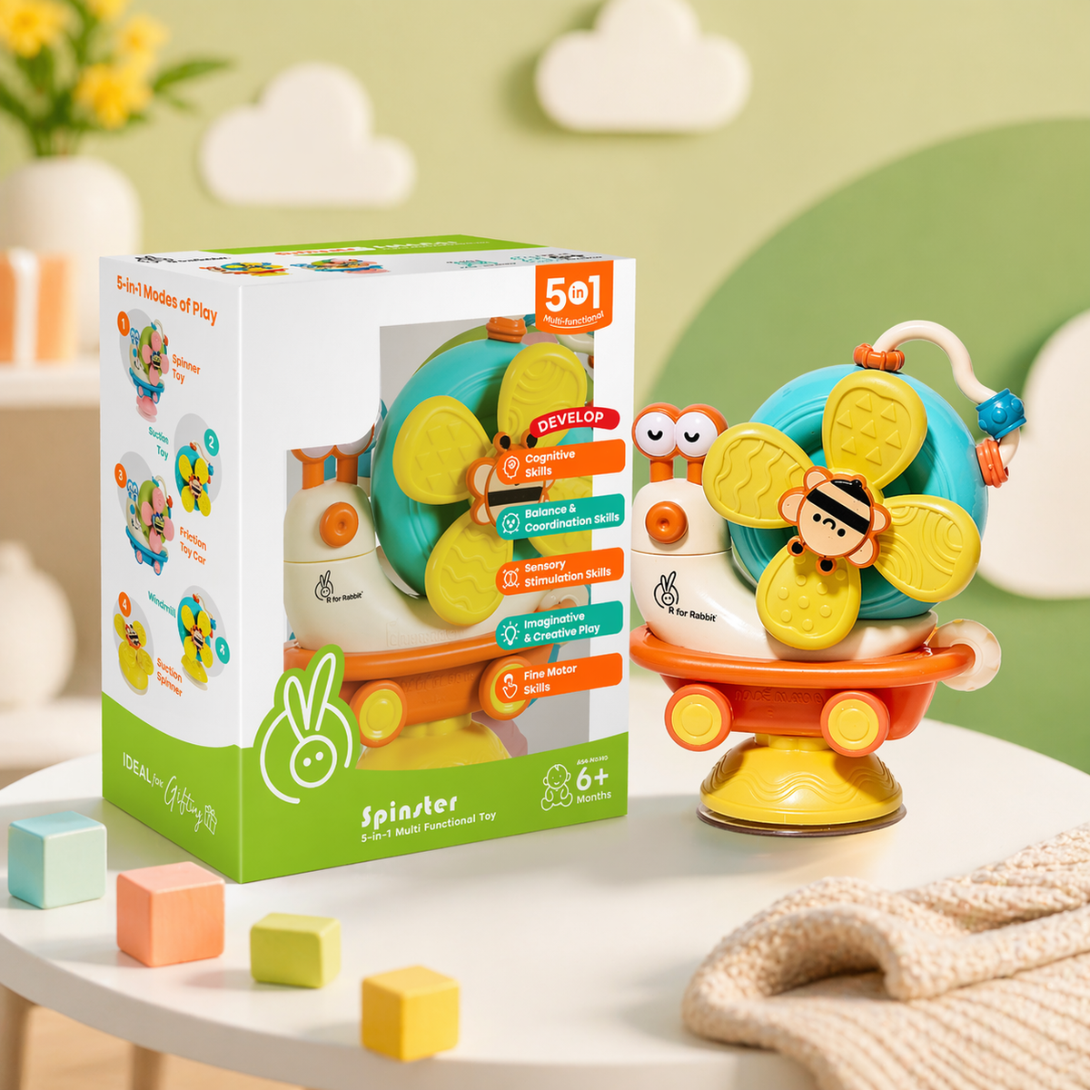 RRR Collection Store Baby Spinner Toy for Kids | Suction Cup Rotating Toy | Colorful Sensory Toy for Toddlers (1-4 Years) | BPA Free Safe Plastic | Hand-Eye Coordination Learning Toy