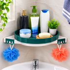 360 Degree Rotating Bathroom & Kitchen Corner Shelf | Plastic Multipurpose Wall Mount Storage Rack