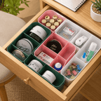 Drawer Organizer Set of 4 | Plastic Underwear & Undergarment Storage Boxes for Socks, Bras, Ties & Small Clothes