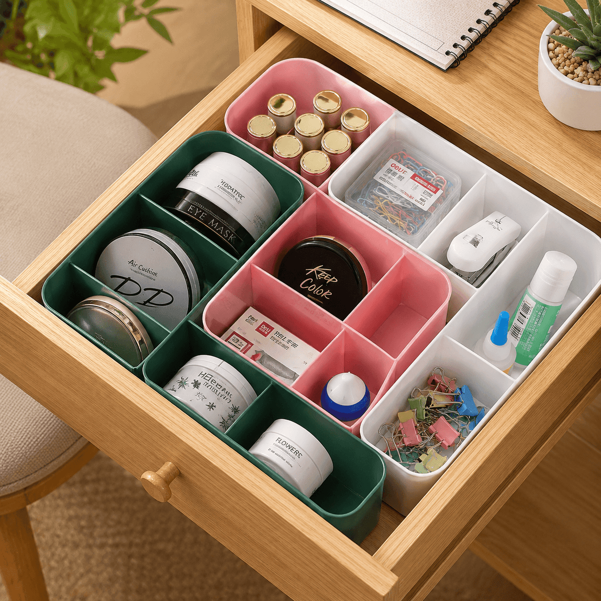 Drawer Organizer Set of 4 | Plastic Underwear & Undergarment Storage Boxes for Socks, Bras, Ties & Small Clothes