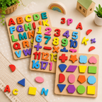 Wooden ABCD Learning Educational Board for Kids | Alphabet, Numbers & Shapes Puzzle Set for Toddlers & Preschoolers