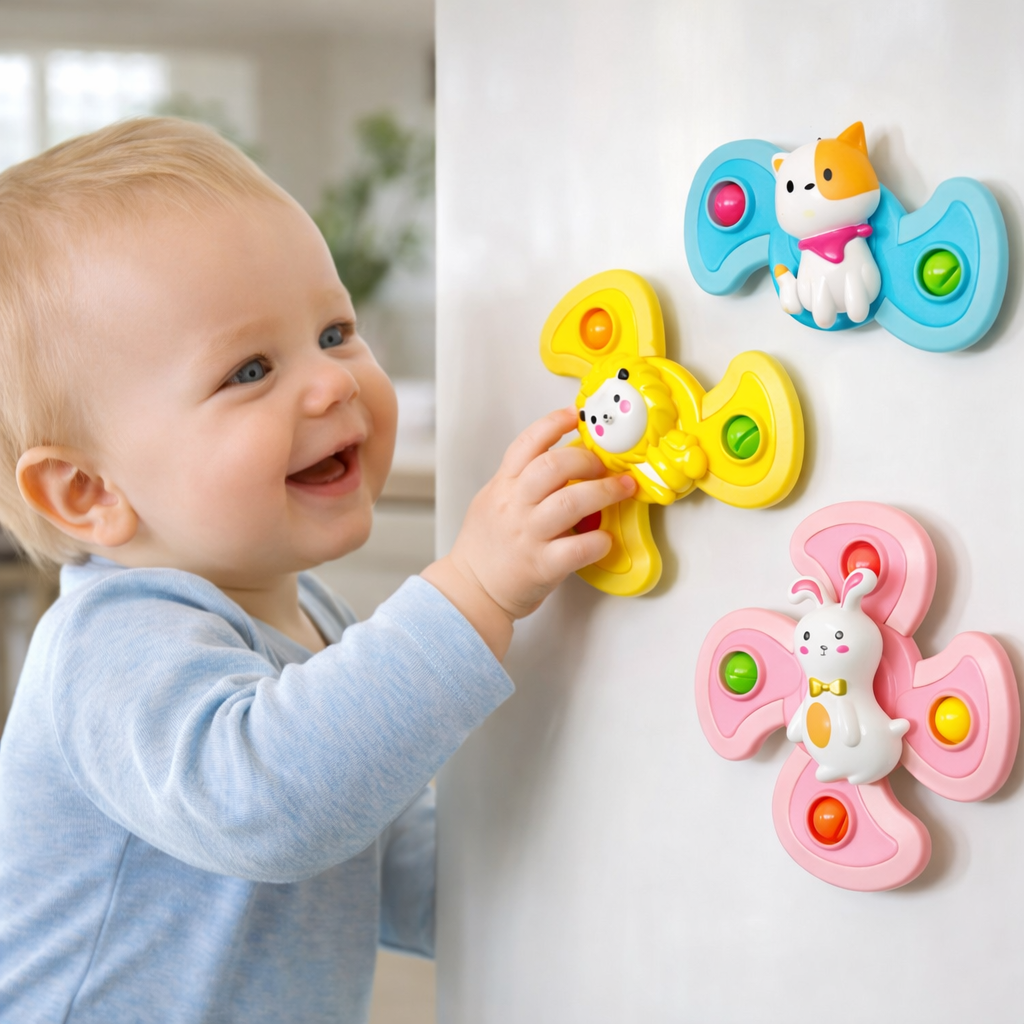 Baby Spinner Toy for Kids | Suction Cup Rotating Toy | Colorful Sensory Toy for Toddlers (1-4 Years) | BPA Free Safe Plastic | Hand-Eye Coordination Learning Toy