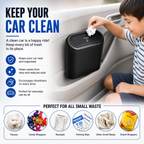 Mini Car Dustbin with Push Lid | Hanging Black Car Trash Bin for Cars, Home & Office