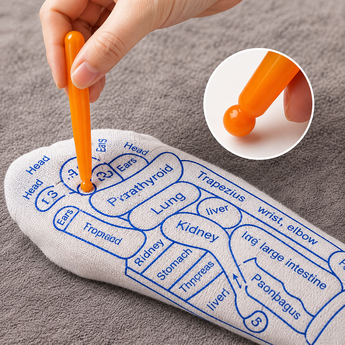 Reflexology Socks with Trigger Point Massage Tool | Acupressure Foot Massage Socks with Reflexology Chart for Women & Men – 1 Pair