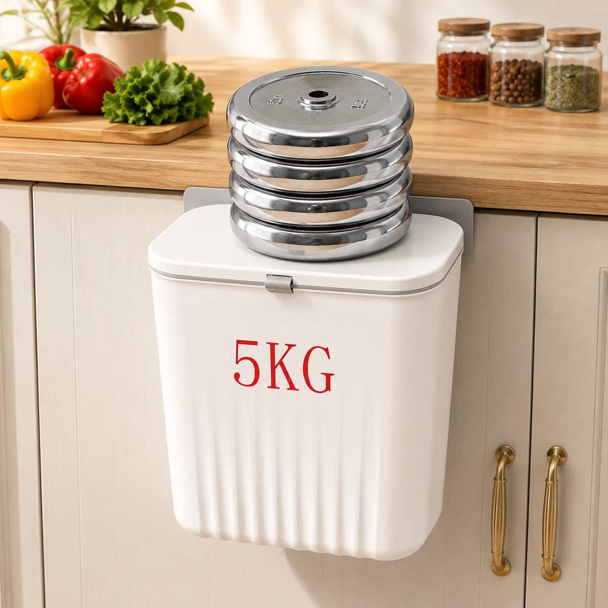 Hangable Kitchen Waste Compost Bin | Rubbish Basket & Waste Sorting Organizer for Cabinet Door, Bedroom & Countertop