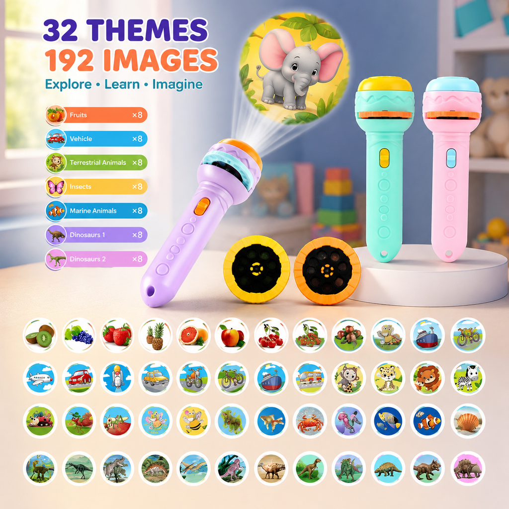 RRR Collection Kids Projection Flashlight Toy | Story Projector Torch with Picture Slides | Educational Learning Toy for Boys & Girls 3+ Years