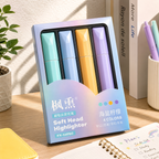 4 PCS Pastel Highlighter Set, Soft Head Chisel Tip Highlighter Pens for School, College, Office, Journaling, Notes & Planner