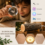 3D Universe Crystal Ball Night Light USB Table LED Lamp with Wooden Base | Warm White Decorative Light for Home, Office & Kids