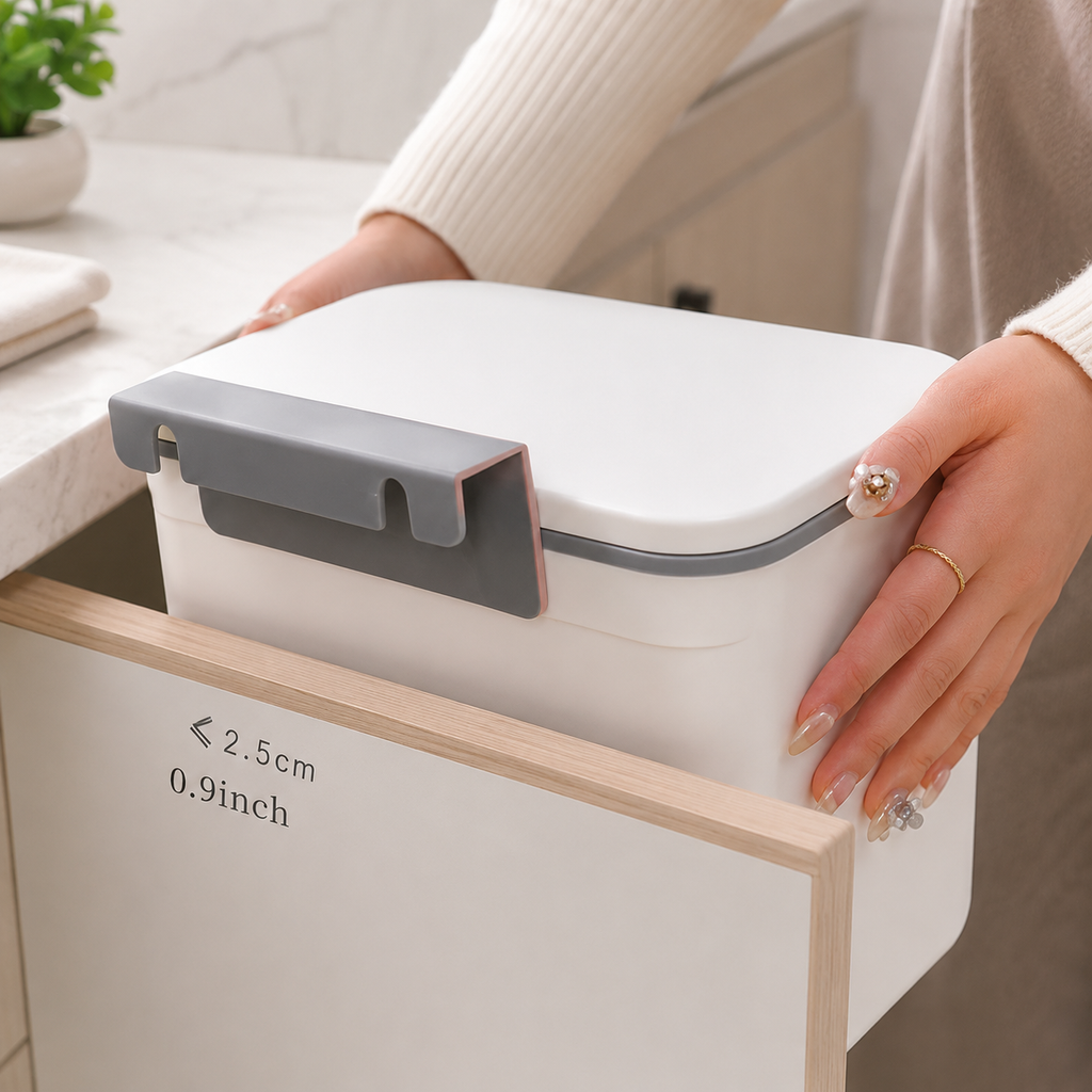 Hangable Kitchen Waste Compost Bin | Rubbish Basket & Waste Sorting Organizer for Cabinet Door, Bedroom & Countertop