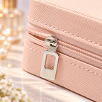 Faux Leather Mini Jewellery Travel Case | Portable Jewelry Organizer Box for Rings, Earrings, Necklaces & Accessories – Pink