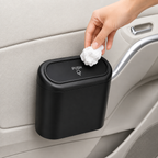 Mini Car Dustbin with Push Lid | Hanging Black Car Trash Bin for Cars, Home & Office