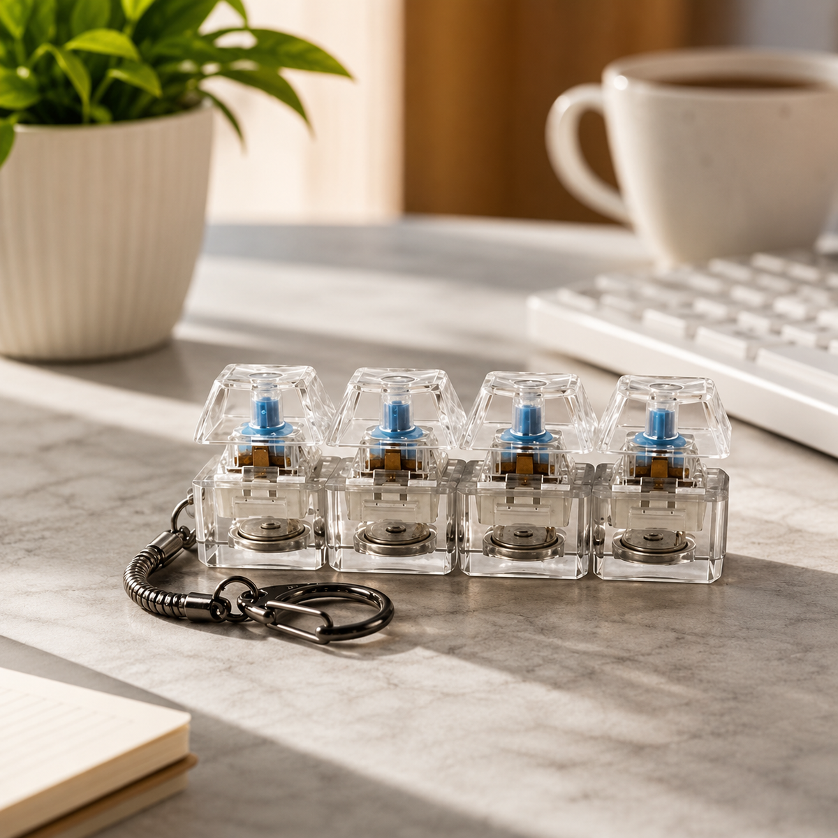 RRR Collection Mechanical Keyboard Switch Keychain | Blue Clicky Switch Tester | Fidget Keychain Toy | Keyboard Switch Sample for Gamers & Typing Enthusiasts