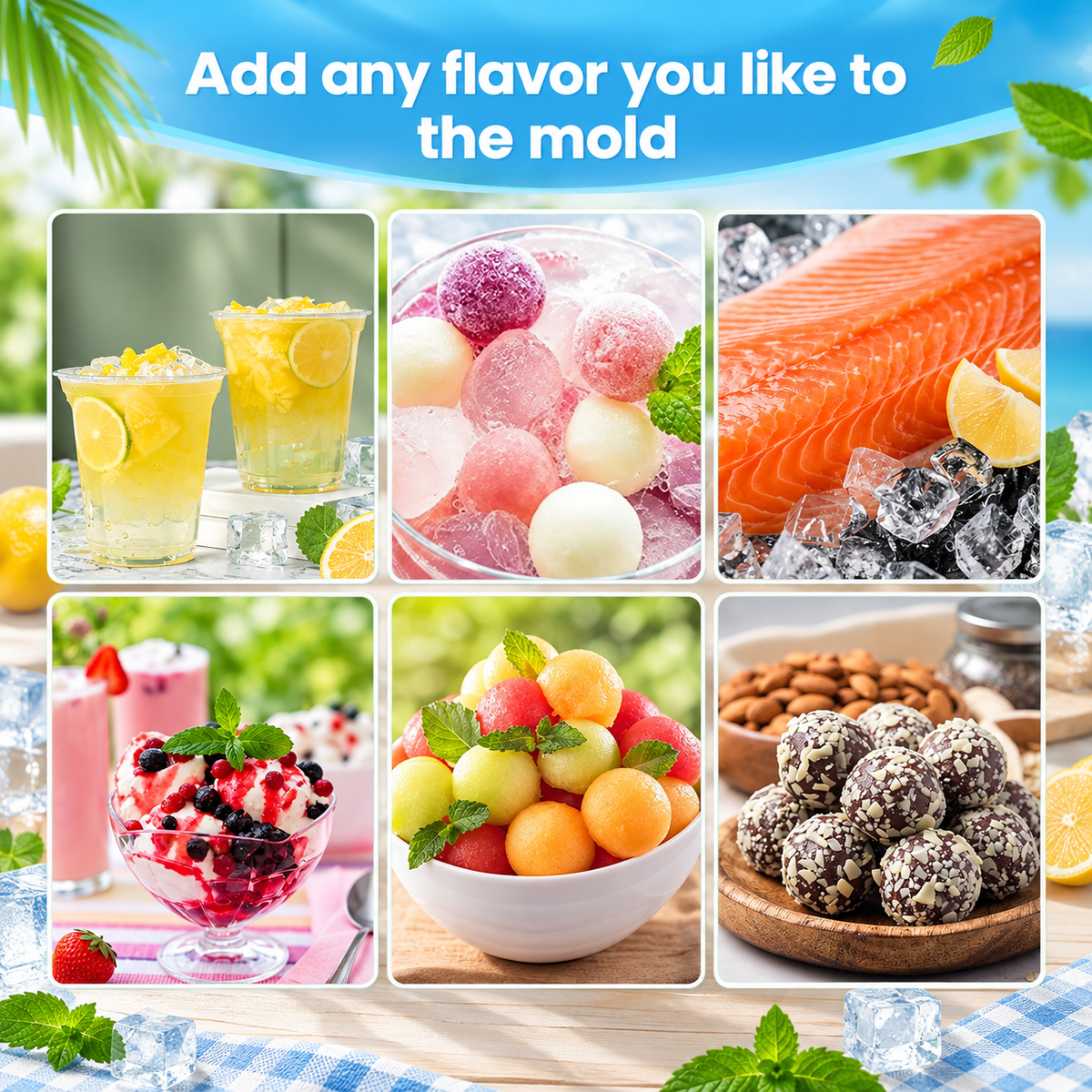 33 Cavity Round Ice Cube Trays with Lids – Pack of 2 | Ice Moulds for Freezer, Drinks, Cocktails & Cold Beverages