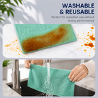 Microfiber Cleaning Cloth Roll 20 Pcs | Reusable, Washable, Lint-Free & Ultra Absorbent Kitchen Cleaning Towels – Sea Green, 25 × 25 cm