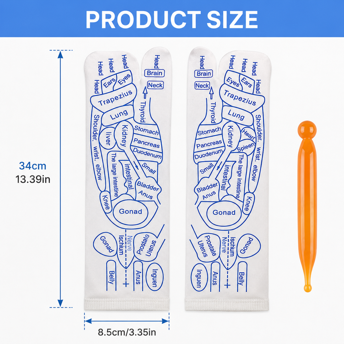 Reflexology Socks with Trigger Point Massage Tool | Acupressure Foot Massage Socks with Reflexology Chart for Women & Men – 1 Pair