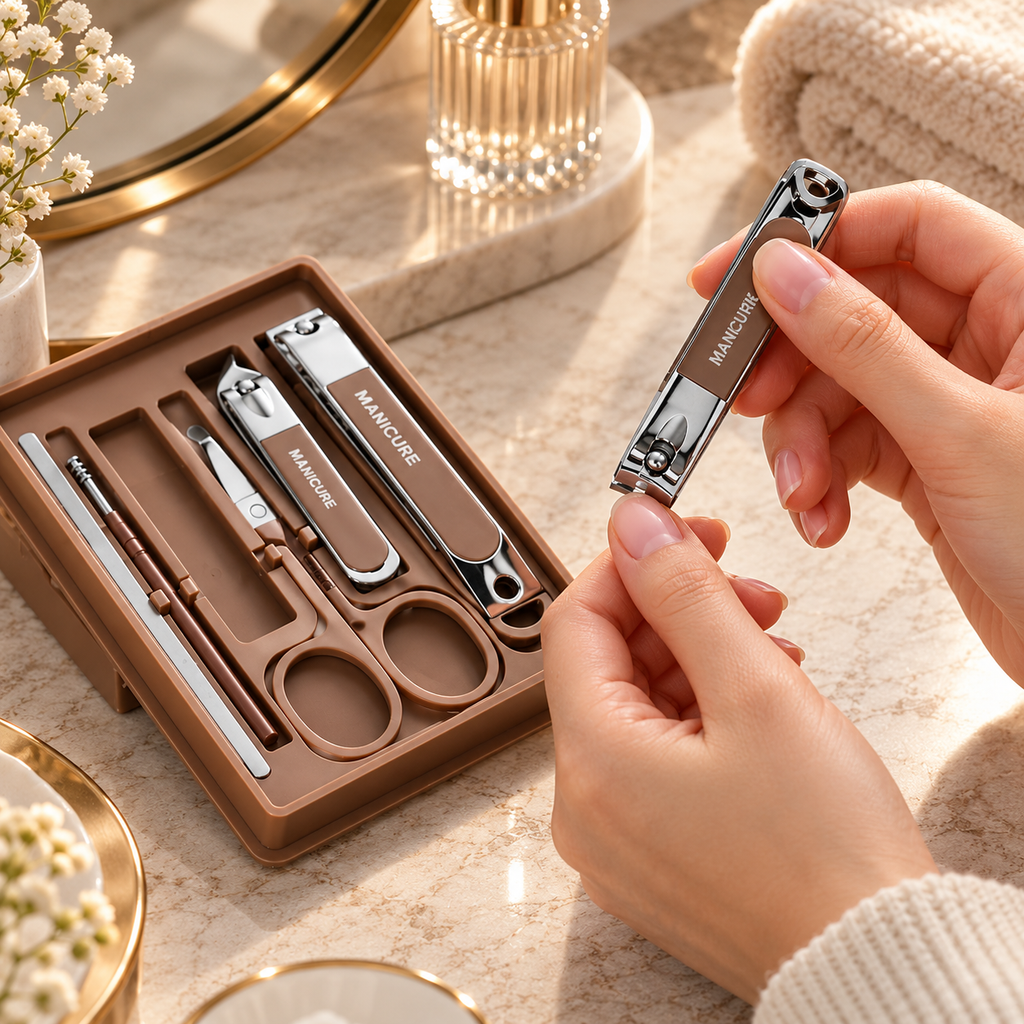 6-in-1 Manicure Set Nail Clipper Kit with Travel Case | Stainless Steel Nail Clippers, Cuticle Grooming Tools, Scissors & Tweezers for Men and Women