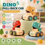 RRR Collection Dinosaur Press & Go Toy Car for Toddlers 1-3 Years | Baby Dino Friction Powered Whistle Car | Educational Push Toy for Boys & Girls