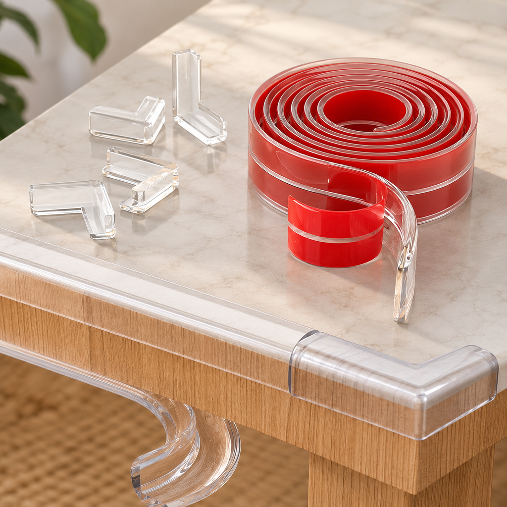 5 Meter Silicone Edge Protector Strip with 4 Corner Guards | Baby Safety Edge & Corner Protector for Table, Bed & Furniture