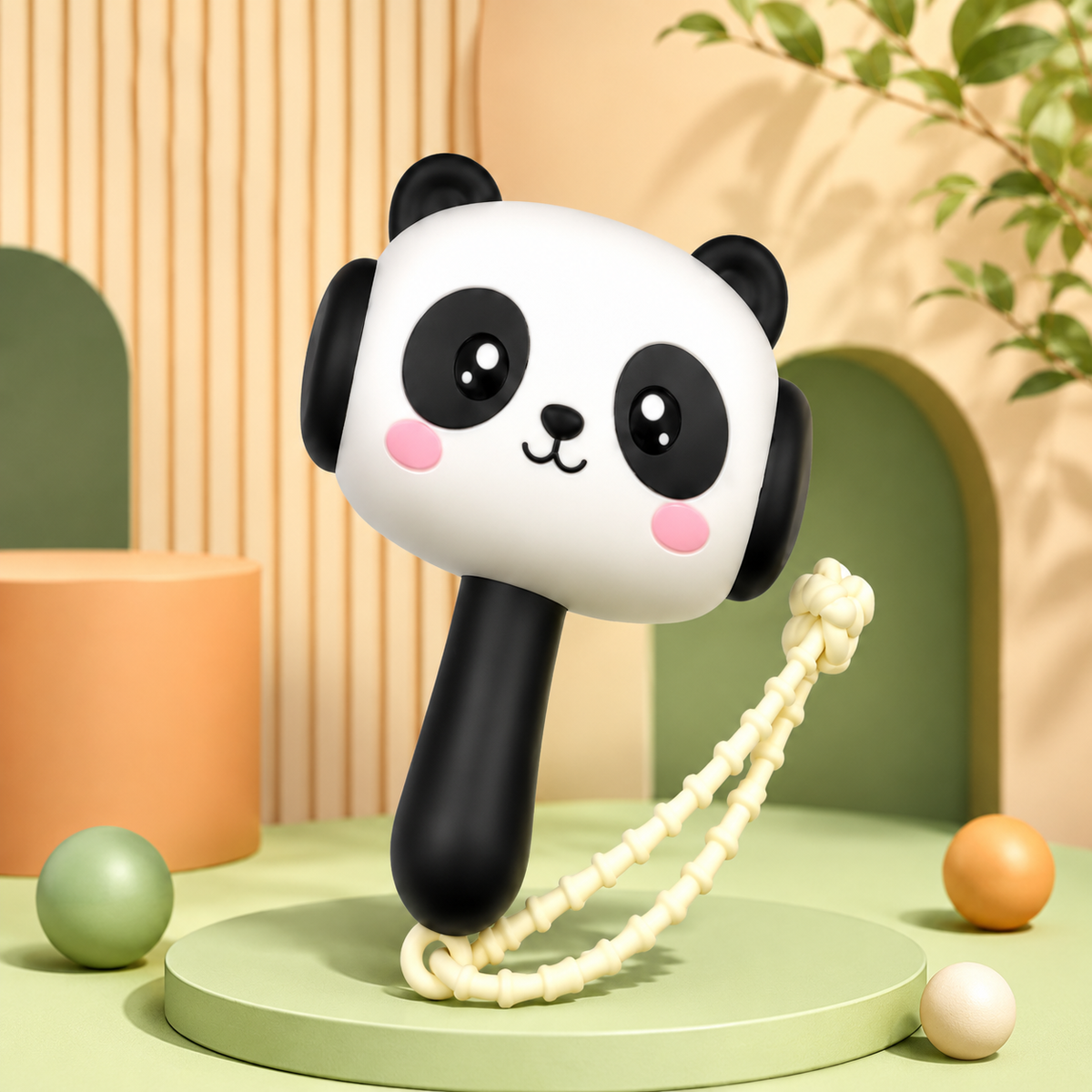 RRR Collection Cute Panda Hammer Keychain with Sound | Shake Left Right Beep | Soft Silicone Fidget Keychain | Sensory Stress Reliever for Kids, Babies & Toddlers