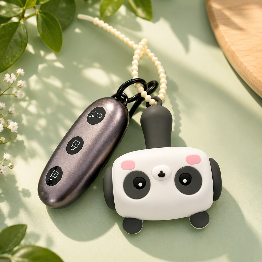RRR Collection Cute Panda Hammer Keychain with Sound | Shake Left Right Beep | Soft Silicone Fidget Keychain | Sensory Stress Reliever for Kids, Babies & Toddlers