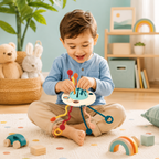 Interactive UFO Silicone Pull String Learning Toy for Kids | Baby Sensory Travel & Teething Toy for 6–18 Months
