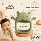 Elephant Wrist-Fit Sensory Teething Toy for Babies 3–12 Months | Food-Grade Silicone No-Drop BPA-Free Baby Teether