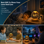 3D Galaxy Crystal Ball Night Lamp with Solar System, USB Colorful LED Light & Wooden Base | Astro with Moon Design