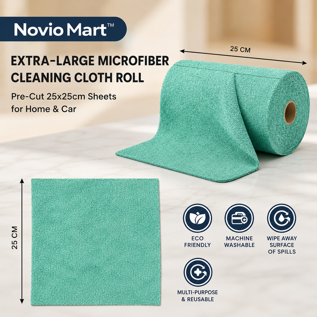 Microfiber Cleaning Cloth Roll 20 Pcs | Reusable, Washable, Lint-Free & Ultra Absorbent Kitchen Cleaning Towels – Sea Green, 25 × 25 cm