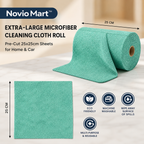 Microfiber Cleaning Cloth Roll 20 Pcs | Reusable, Washable, Lint-Free & Ultra Absorbent Kitchen Cleaning Towels – Sea Green, 25 × 25 cm