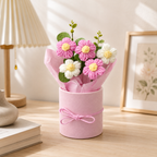 Handmade Pink Crochet Flower Bouquet – Pack of 1 | Handwoven Knitted Artificial Flowers for Home, Office, Bedroom, Wedding & Gifting
