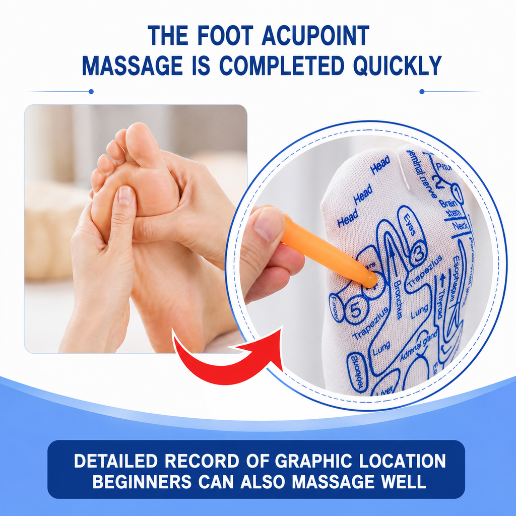 Reflexology Socks with Trigger Point Massage Tool | Acupressure Foot Massage Socks with Reflexology Chart for Women & Men – 1 Pair
