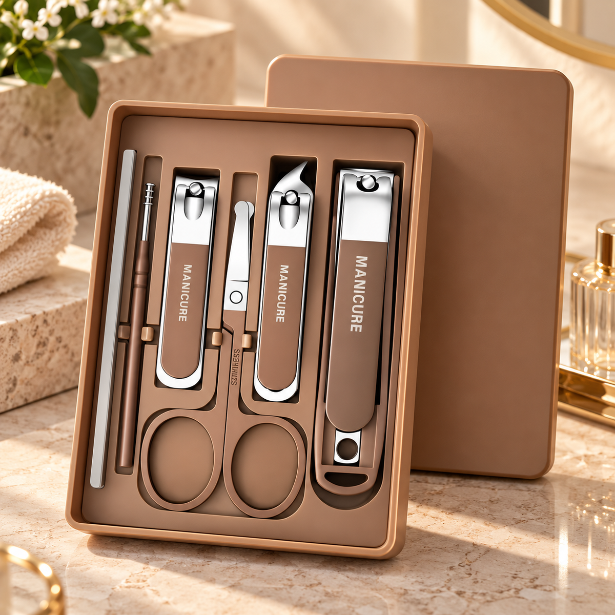 6-in-1 Manicure Set Nail Clipper Kit with Travel Case | Stainless Steel Nail Clippers, Cuticle Grooming Tools, Scissors & Tweezers for Men and Women