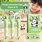 Panda Correction Tape Set of 3 | Quick-Dry White-Out Correction Tape Rollers for Students, Kids, School & Office | No-Mess Paper Correction with Precision Tip