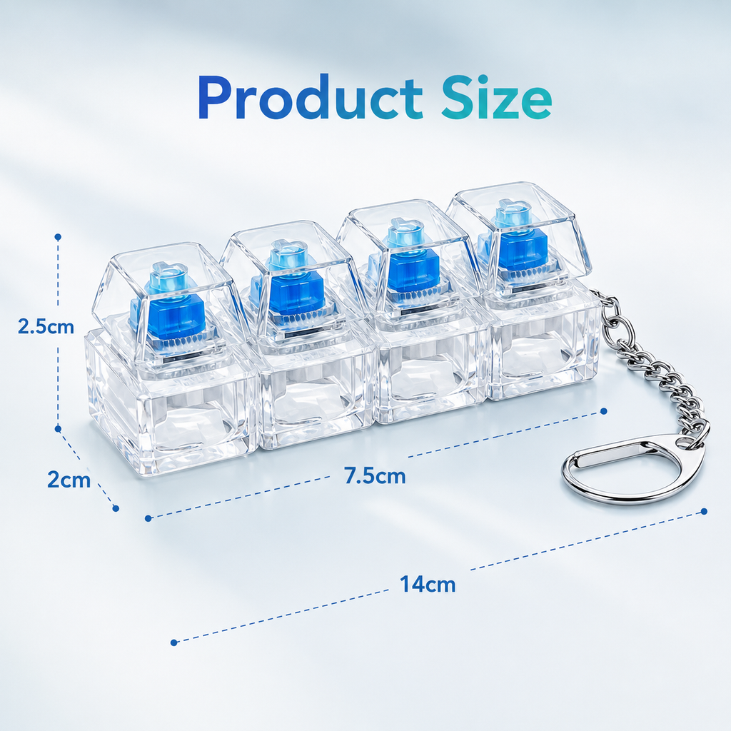 RRR Collection Mechanical Keyboard Switch Keychain | Blue Clicky Switch Tester | Fidget Keychain Toy | Keyboard Switch Sample for Gamers & Typing Enthusiasts