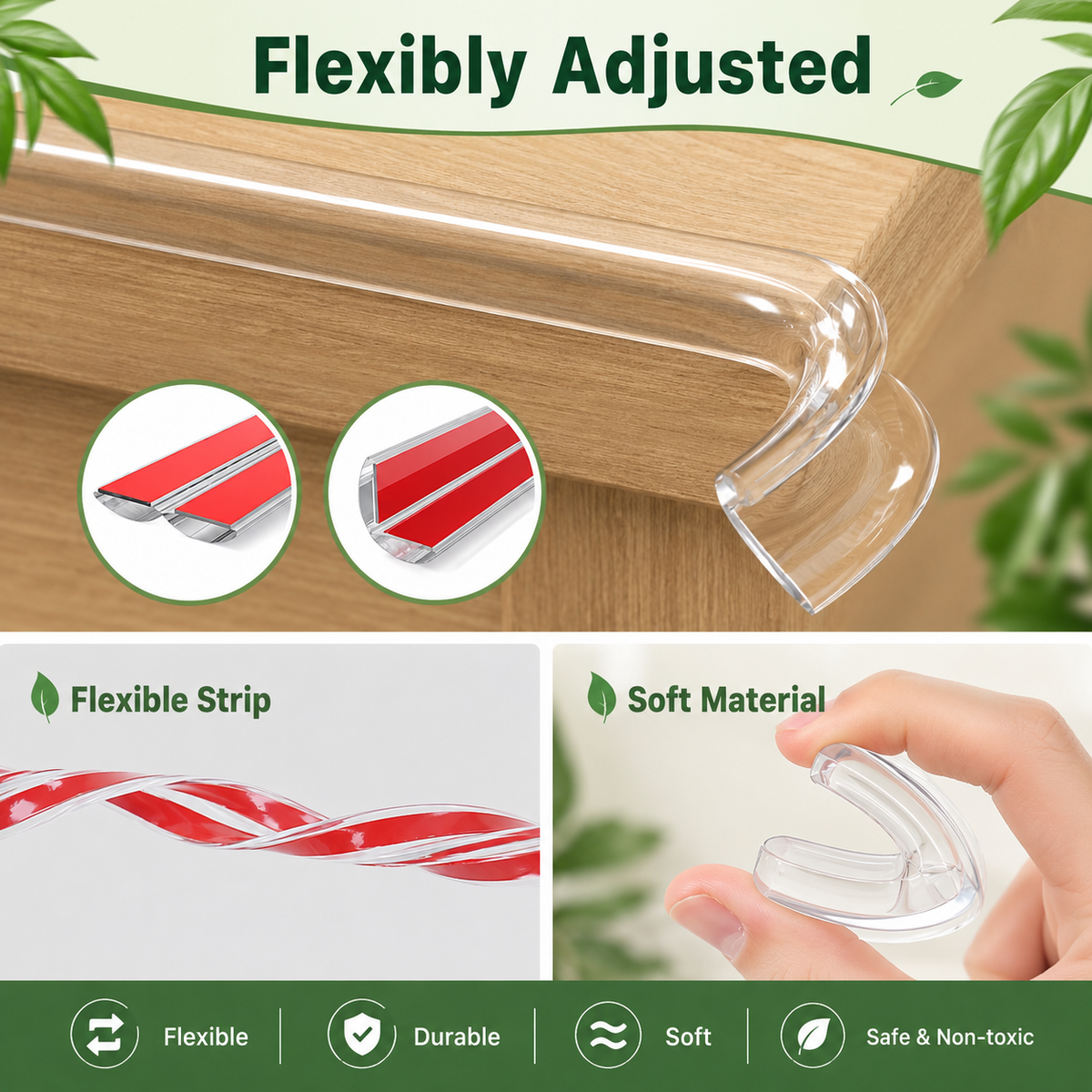 5 Meter Silicone Edge Protector Strip with 4 Corner Guards | Baby Safety Edge & Corner Protector for Table, Bed & Furniture